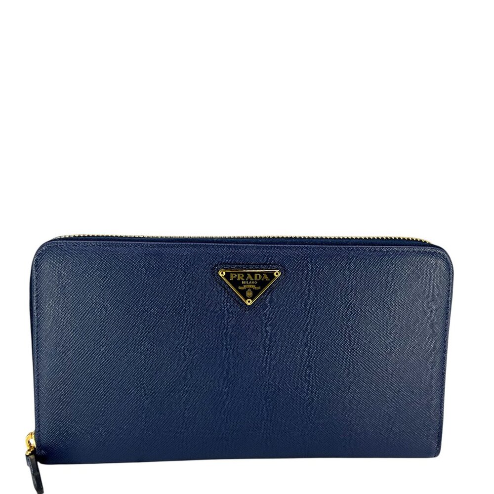 Prada Saffiano Leather Zip-Around Wallet LIKE- NEW